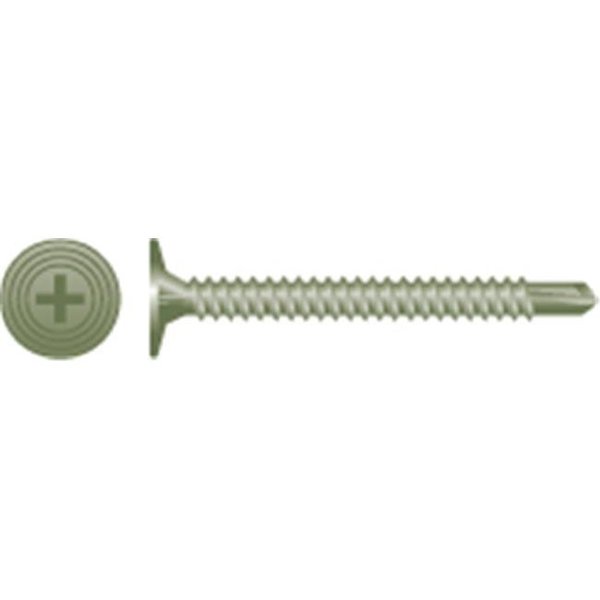 Strong-Point Self-Drilling Screw, #8-15 x 1-1/4 in, Ruspert Coated Wafer Head Phillips Drive 814CB